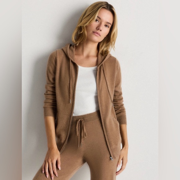 Quince Women’s Mongolian Cashmere Full Zip Hoodie XL teak tan NWT - Picture 3 of 12